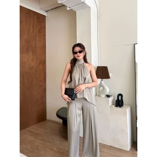 Marine Set ชุดเซ็ทขายาว 2 ชิ้น เสื้อคอเต่าแขนกุดตัวยาว ชุดเซ็ทขายาว ใส่สบาย งานเสื้อทรงสวย BETTY (B060)