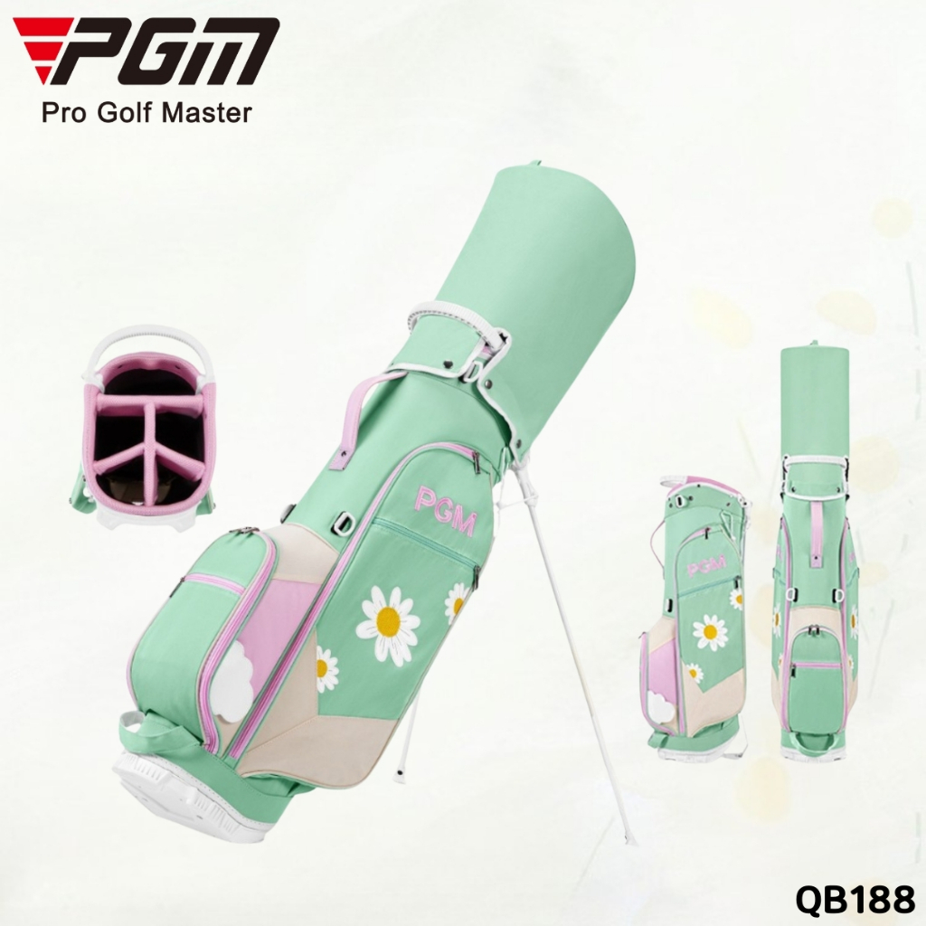 กระเป๋ากอล์ฟ PGM Stand Bag (QB188) 5 ช่องใส่ไม้กอล์ฟได้แบบครบชุด สีเขียวดอกเดซี่