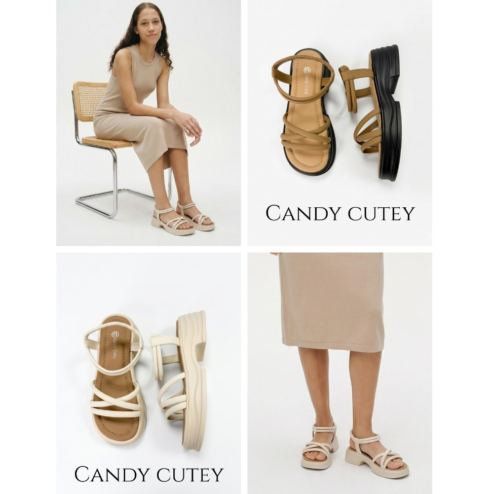 Candy Cutey รองเท้าแตะรัดส้น โดดเด่นด้วยดีไซน์สายรัดหน้าเท้าแบบไขว้ที่ให้ลุคที่ดูทันสมัยและโฉบเฉี่ยว