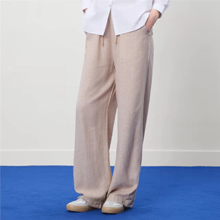 GIORDANO กางเกงขายาวผู้หญิง Women's Linen Viscose Pants 05416225
