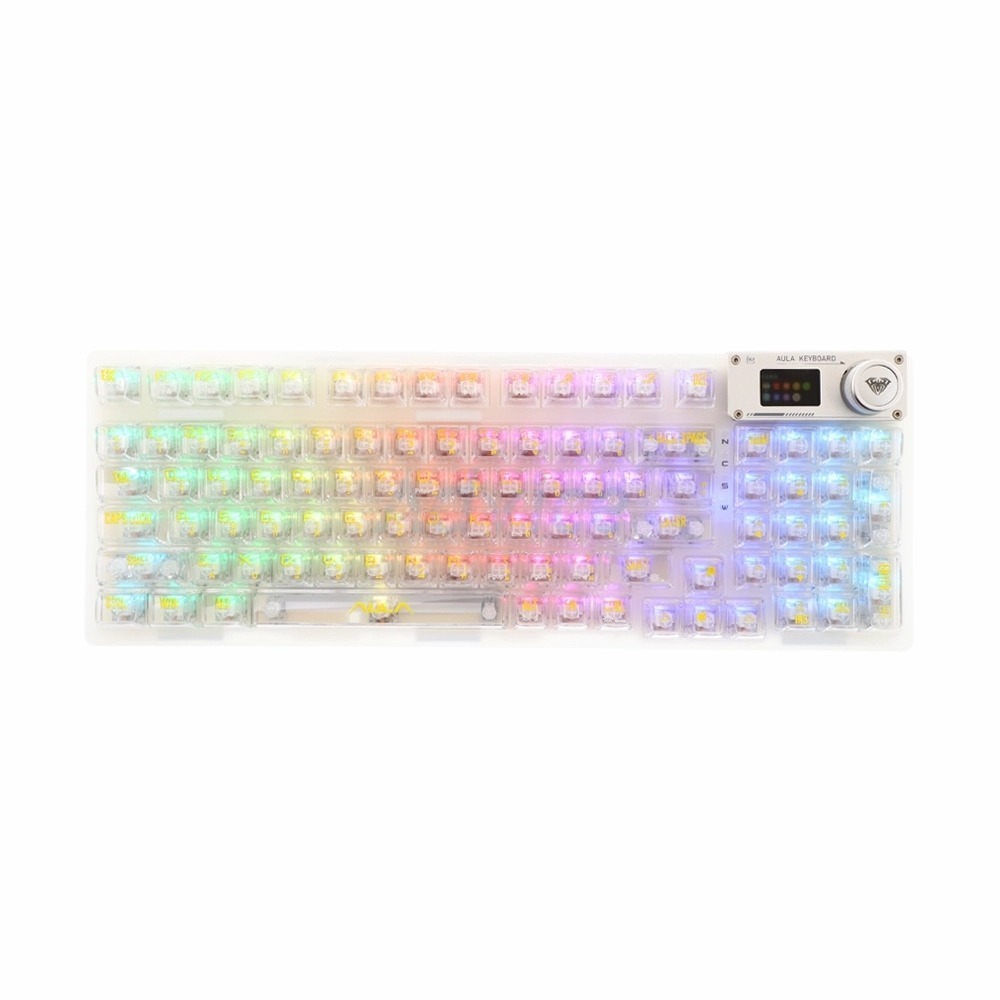 KEYBOARD WIRELESS BLUETOOTH AULA F98 PRO WHITE (WHITE SWITCH คีย์บอร์ด)