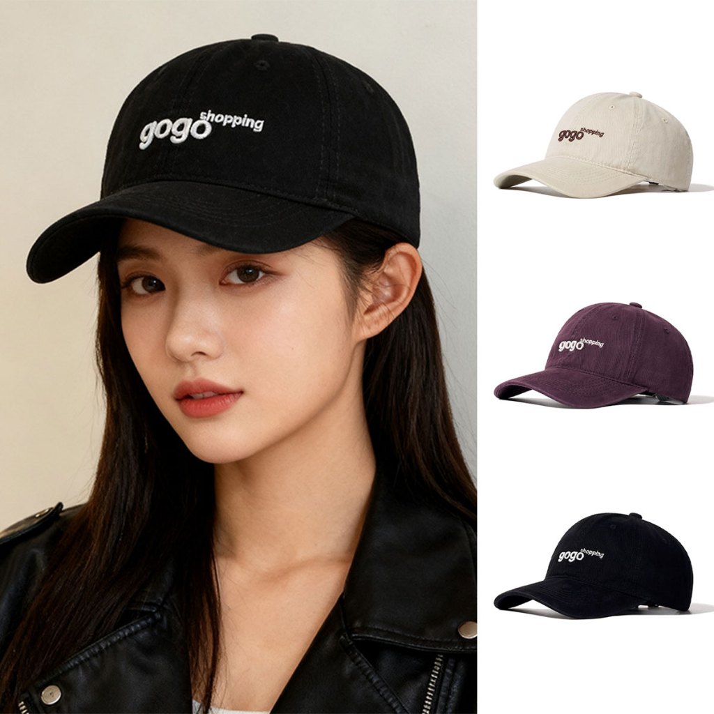 หมวกเบสบอล ปักLife/gogo/Consice ขนาดรอบศีรษะ 45-60 ซม. หลากหลายสี สไตล์เกาหลี หมวกแฟชั่น ผ้าฝ้าย