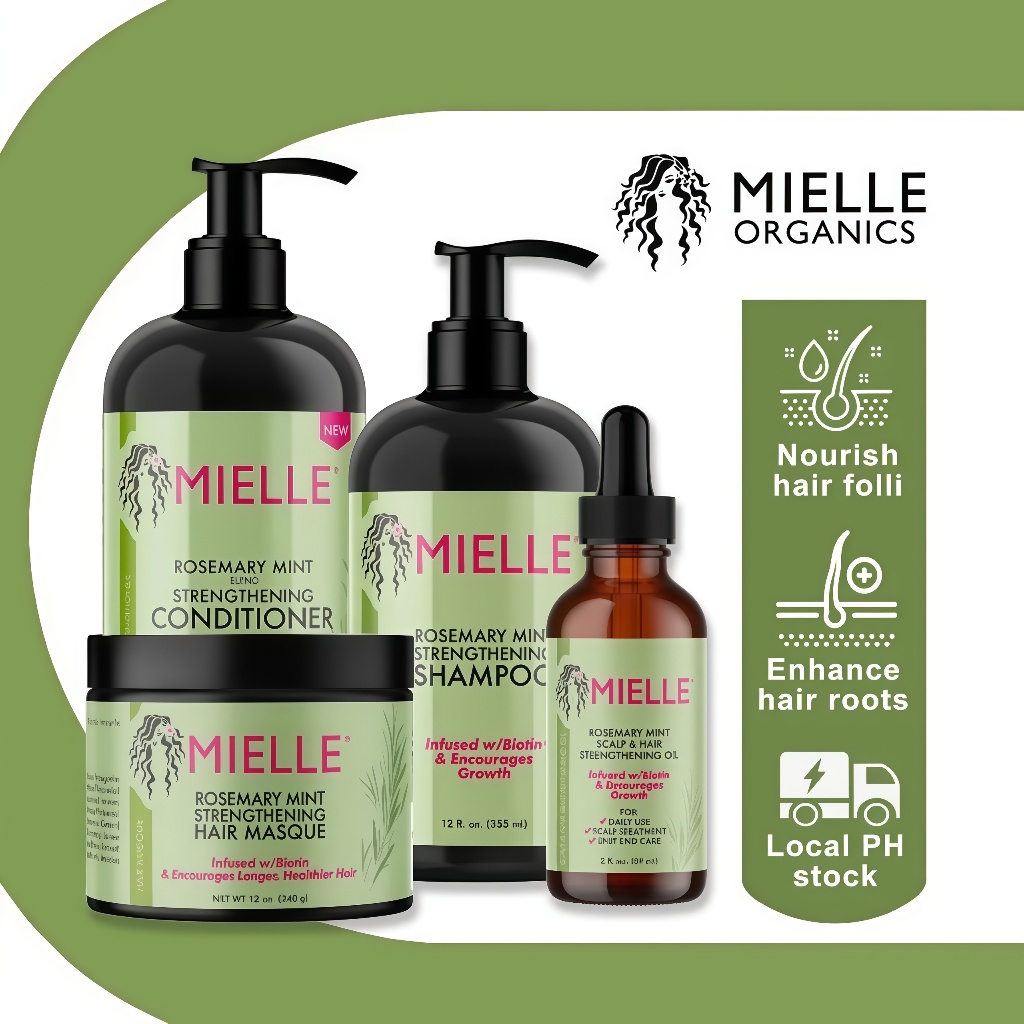 ของแท้% Mielle Rosemary Mint Scalp & Hair Strengthening Oil Growth Serum 2oz 59ml