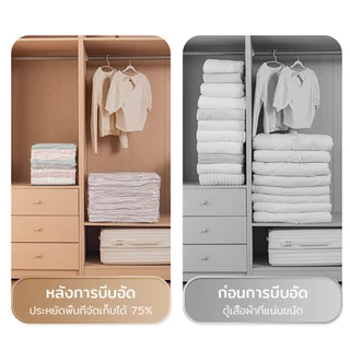 ถุงสูญญากาส ความจุสูง ไม่ต้องใช้เครื่องปั๊มลม ใช้ง่าย ใช้ซ้ำได้ ไม่สึกหรอ กันน้ำ กันฝุ่น กันแมลง ถุงสูญญากาศ