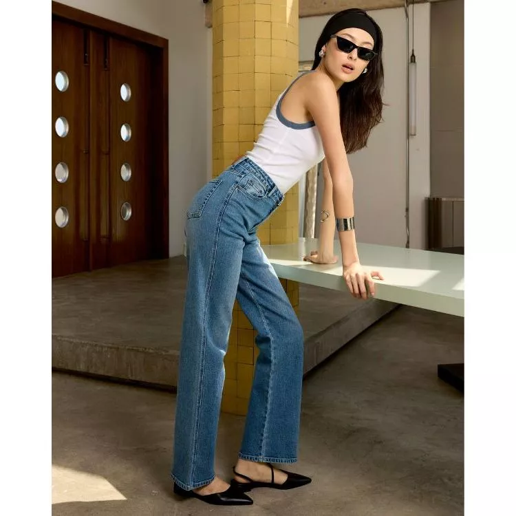 HUNG JEANS รุ่น Summer Blue (HJ84) กางเกงยีนส์ ทรงกระบอกกลาง สีดำฟอกอ่อน | Japanese Denim Cotton 98%