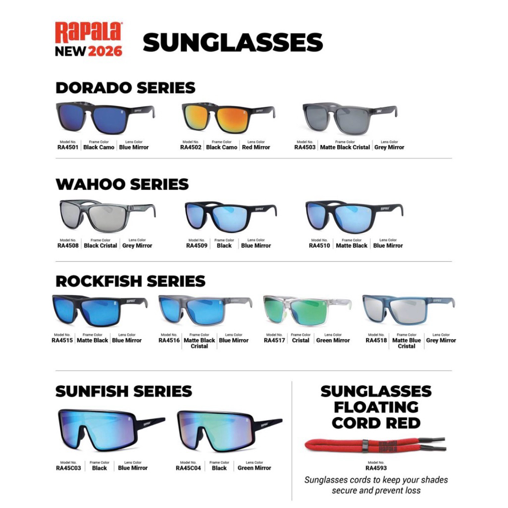 แว่นตา RAPALA แท้100% แว่นกันแดด โพราไลซ์ ตัดแสงสะท้อน สำหรับตกปลา และกีฬากล้างแจ้ง