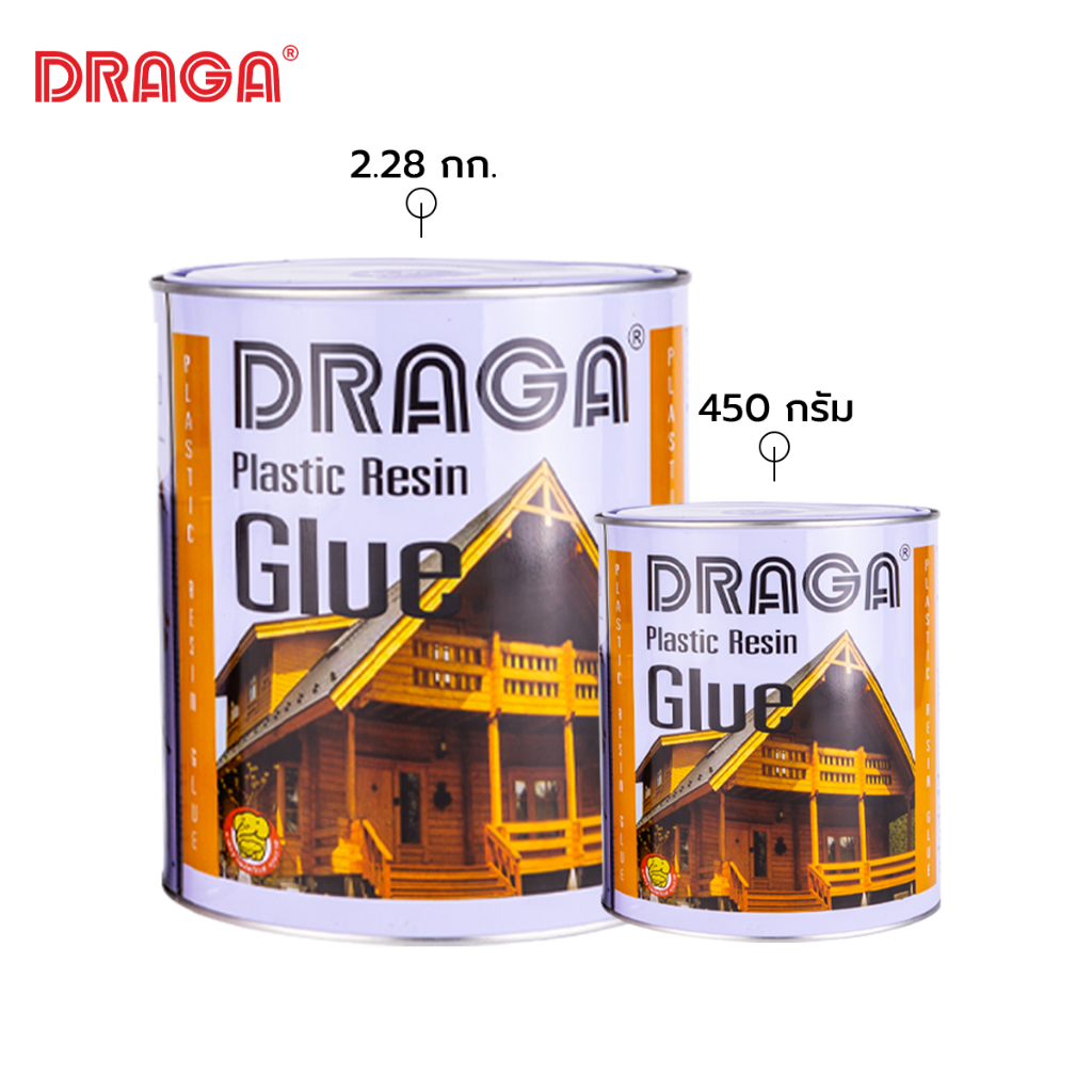 DRAGA กาวพลาสติกเรซิ่น กาวผง สำหรับงานไม้ ขนาด 450 กรัม, 2.28 กก.