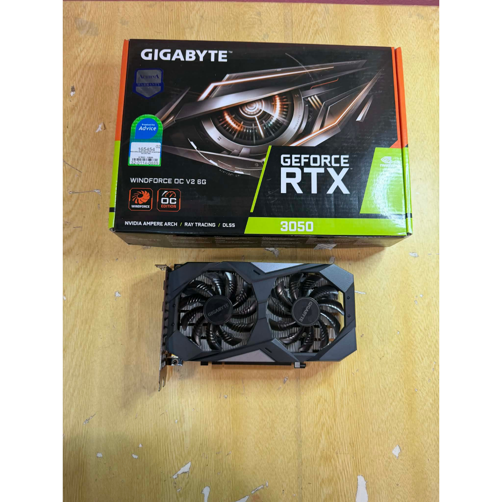 ขายการ์ดจอมือสอง GIGABYTE WINDFORCE RTX3050 6GB GDDR6 ไม่ต่อไฟเพิ่ม