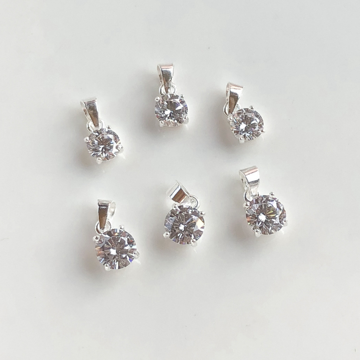 Diamond Pendant (เฉพาะจี้) | จี้เพชรเงินแท้ silver925 ขนาด 6mm , 7mm | Sister J