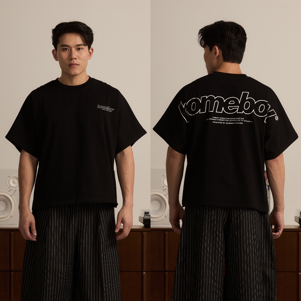 ❗️[ ส่งด่วน กทม. 4 ชม.]❗️HOMEBOY เสื้อยืด ทรง BOXY รุ่นHB.LEAVE.OR.LOVE.BOXY