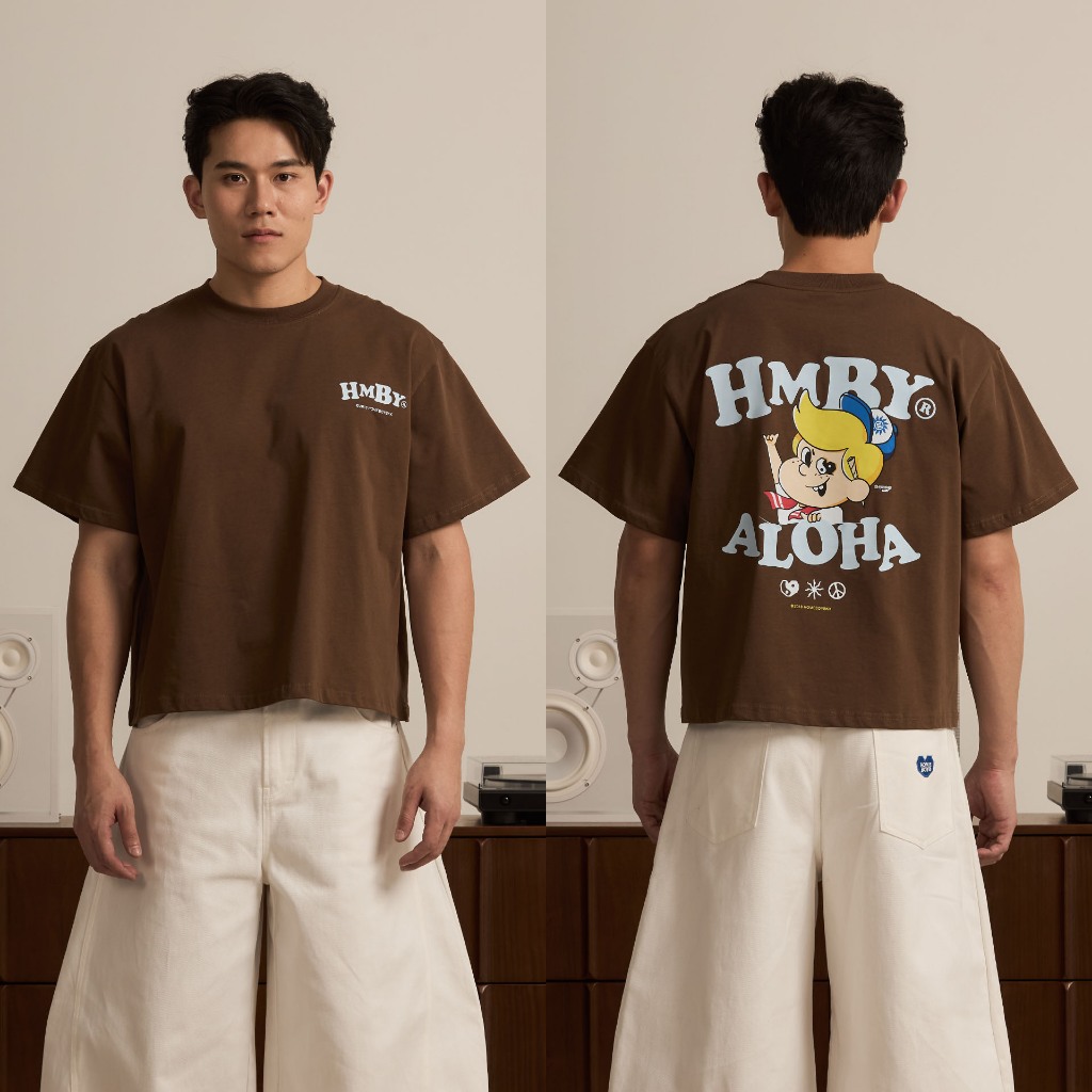 HOMEBOY เสื้อBOXY   HB.MAX.ALOHA.BOXY  คอตตอน100% ใส่ได้ทุกวัน