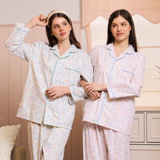 ชุดนอนผู้หญิง Vana ลาย Pastel Garden ผ้า Cotton | The Mornin…