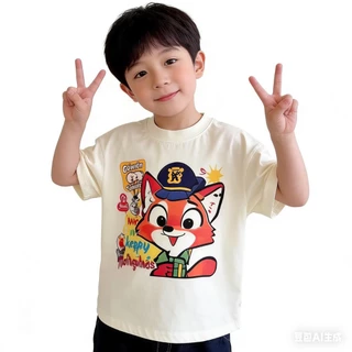 MC222 เสื้อยืดเด็ก ลายการ์ตูนกระต่าย/จิ้งจอก ผ้านิ่ม ใส่สบาย