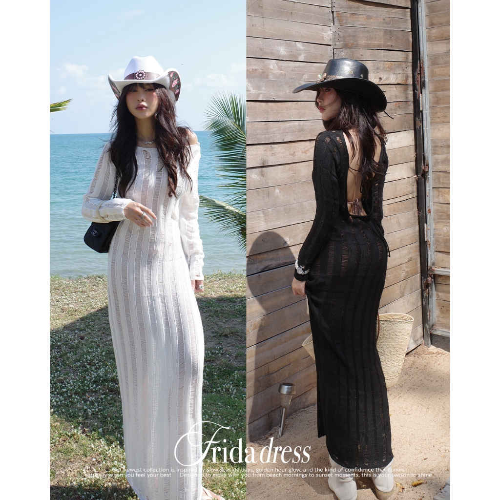 ICEBLINK l Frida dress เดรสเเขนยาวผ้า Knit ผูกหลัง