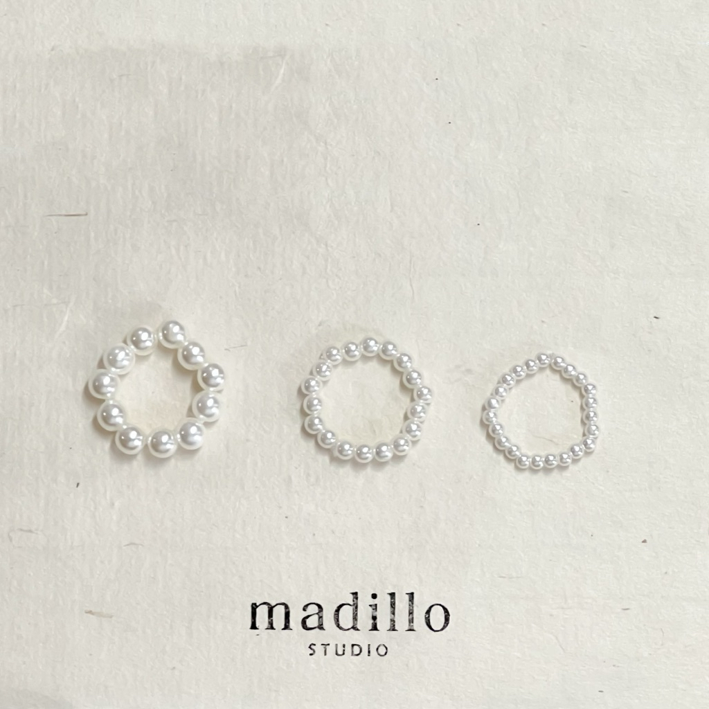 แหวนลูกปัด madillo โทนสีขาวสามารถเลือกขนาดได้