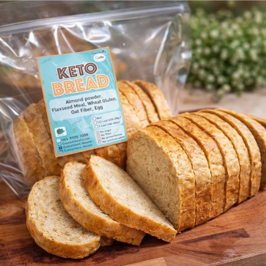 ขนมปังคีโต นมนุ่ม อัลมอนด์ loaf  แบบ 1/2 โลฟ และ 1 โลฟ ไร้แป้งน้ำตาล