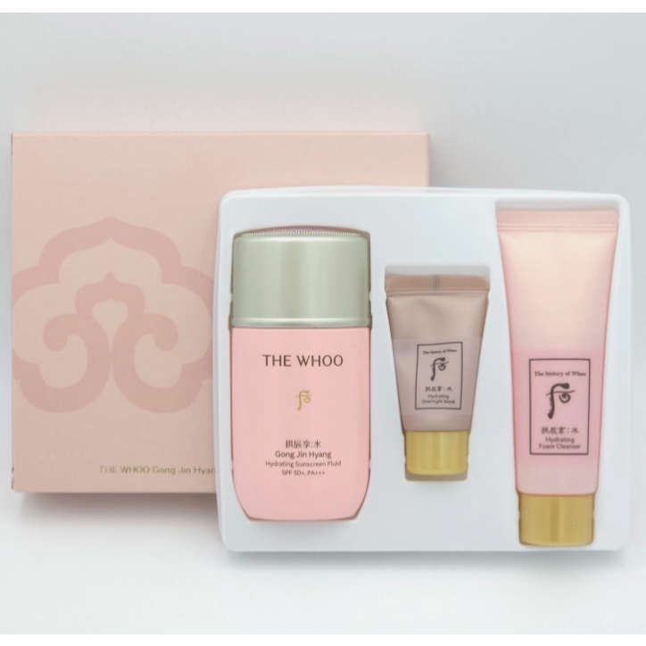 (🌼แท้ / พร้อมส่ง🌼) The Whoo Gong Jin Hyang Hydrating Sunscreen Fluid Special Set [ แบบเซตขวดใหญ่+มีแถม2ชิ้น ]
