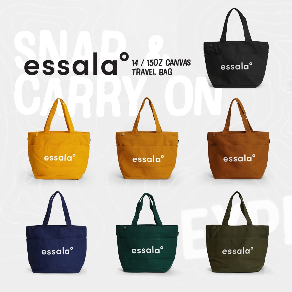 Essala Snap Tote กระเป๋าผ้าแคนวาส เสียบกระเป๋าเดินทาง l Essala Original