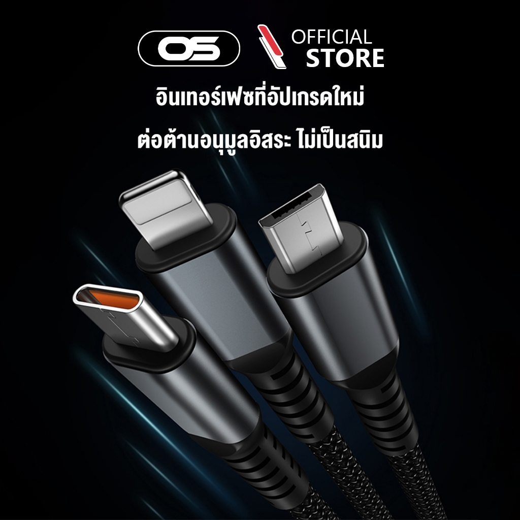 OSCROPสาย USB 3-in-1 100W ดีไซน์โปร่งใส รองรับการชาร์จเร็ว QC 3.0 สายถักไนลอนพร้อมจอแสดงผล LED ดิจิทัล ใช้งานได้กับทุกรุ ราคา ถูกที่สุด ดีลบีเคเค แกลเลอรีภาพที่ 6