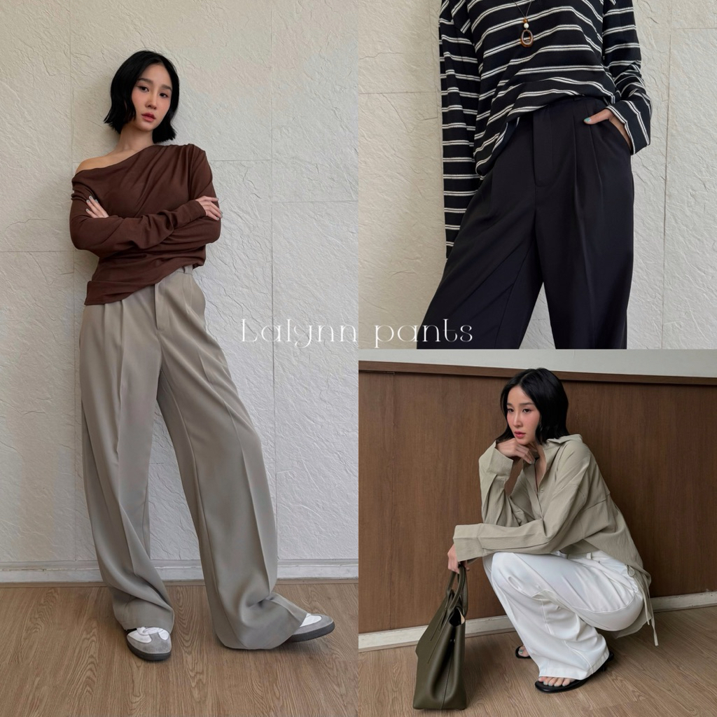 Lalynn pants รหัส #A03 กางเกงทรงกระบอกใหญ่ผ้าทิ้งตัวลิลลี่พรีเมี่ยม พรางสะโพกต้นขาทรงสวยมากๆ เนื้อผ้