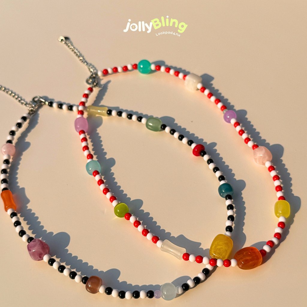 JollyBling - สร้อยคอลูกปัด รุ่น Candy Sprinkles 🍭 สร้อยคอลูกกวาดหลากสี สไตล์เกาหลี
