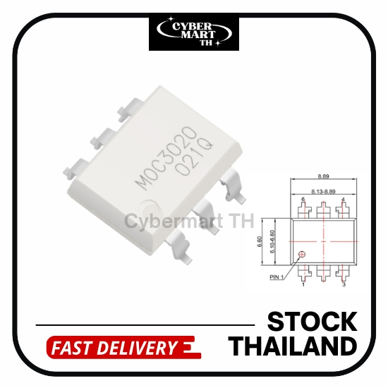 (1Pcs) MOC3020 (DIP6) RANDOM-PHASE OPTOISOLATORS TRIAC DRIVER OUTPUT สีขาว