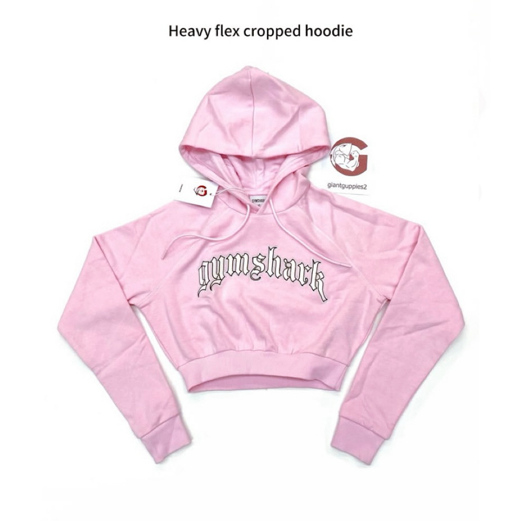 Gymshark ของแท้ 100% พร้อมส่ง Heavy flex cropped hoodie(Women) - Dolly Pink Size XS