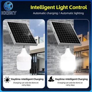 KKSKY ไฟโซล่าเซลล์ โซล่าเซลล์ Solar light 800000W หลอดไฟ โซล่าเซลล์ LED ไลท์แสงสีขาวกันน้ำ และกันฝุ่นละออง ชาร์จไฟอัตโนม
