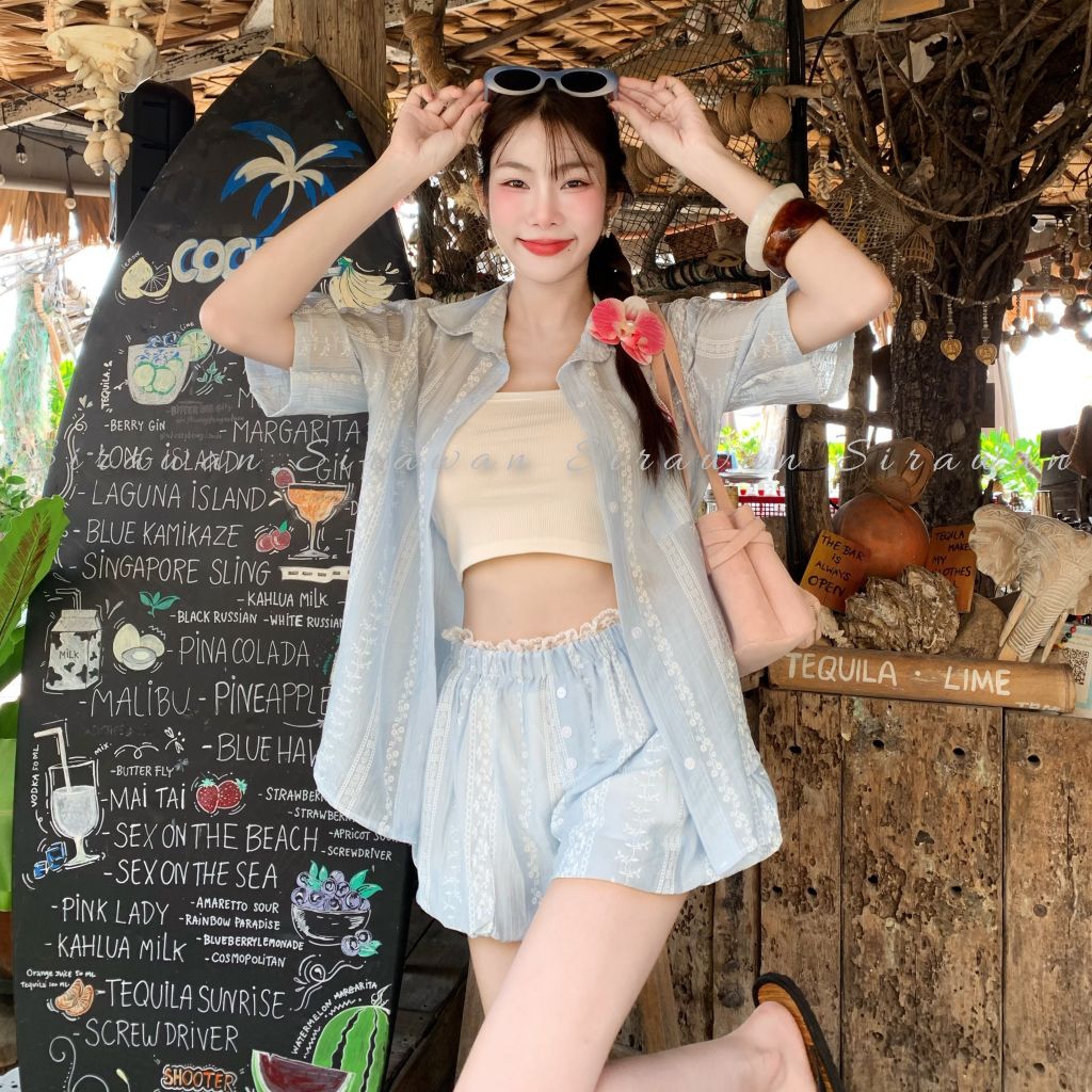 💰Mahahengcloset💰ชุดเซต 2 ชิ้น เสื้อเชิ้ต+กางเกงทรงบอลลูนสีพาสเทล ใส่แล้วน่ารักปังมากแม่🌸 รูปที่ 4