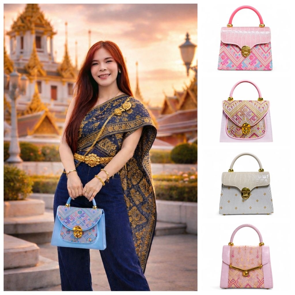 (พร้อมส่งทุกวัน) กระเป๋าผ้าไทย แฟชั่นร่วมสมัย ทรงกล่องน่ารักสวยงาม ใช้ออกงานได้ พร้อมสายสะพาย โดดเด่นไม่เหมือนใคร