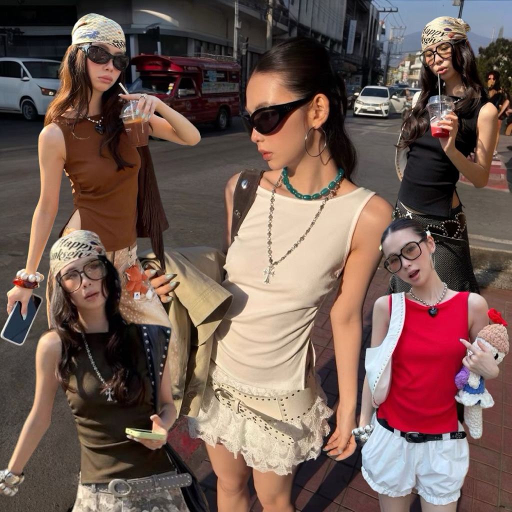 ส่งด่วน 🛵 26T121 𝗕𝗔𝗦𝗜𝗖 𝗧𝗔𝗡𝗞 เสื้อกล้ามสุดปัง ทรงสวย สไตล์มินิมอล เป็น must-have item
