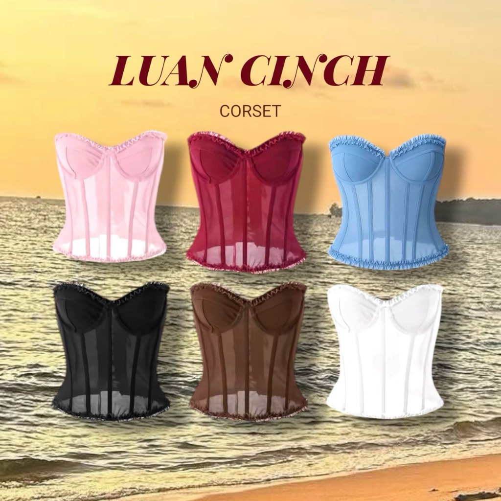 SPND【พร้อมส่ง】คอร์เซ็ทซีทรู มี 6 สี มีซับใน ดีเทลร้อยเชือกด้านหลัง มีSize