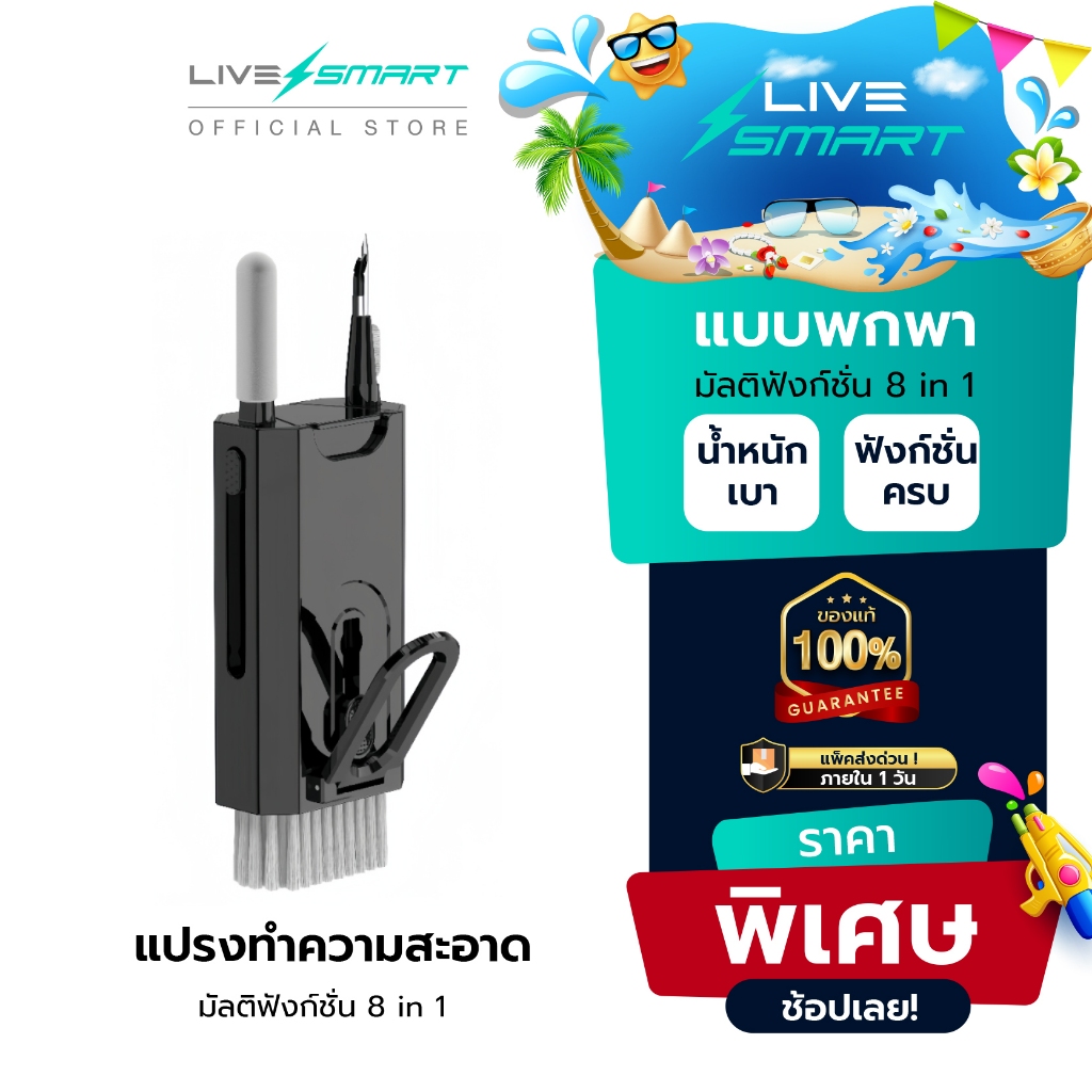 ใหม่❗️ชุดแปรงทําความสะอาดแบบพกพา 8-in-1 แป้นพิมพ์คอมพิวเตอร์ / ปากกา / หูฟัง  / มีแปรงทำความสะอาดและสเปร์ยในตัว