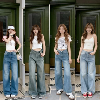 Anata ไซซ์ S-3XL กางเกงยีนส์ สไตล์เกาหลี แนววินเทจ เท้ากว้าง สวยๆเก๋ๆ Clothing Jean Lady ผู้หญิง