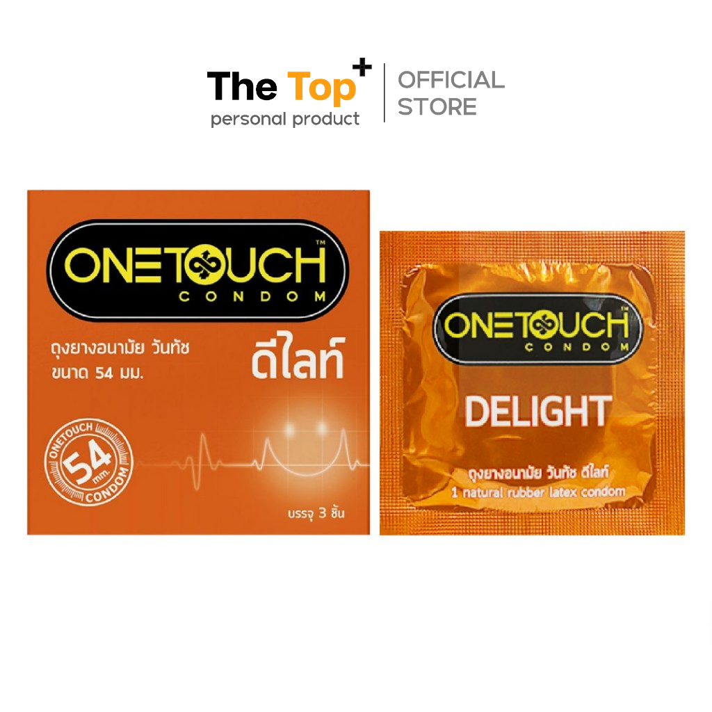 Onetouch Delight  ถุงยางอนามัย (ขนาดใหญ่) ไซส์ 54 ชนิดเรียบ บาง น้ำมันซิลิโคน 550 มก. จำนวน 3 ชิ้น