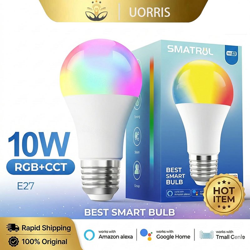 UORRIS หลอดไฟอัจฉริยะ WiFi 10W, หลอดไฟอัจฉริยะ LED การควบคุมด้วยเสียง หลอดไฟอัจฉริยะ Tuya / Surplife