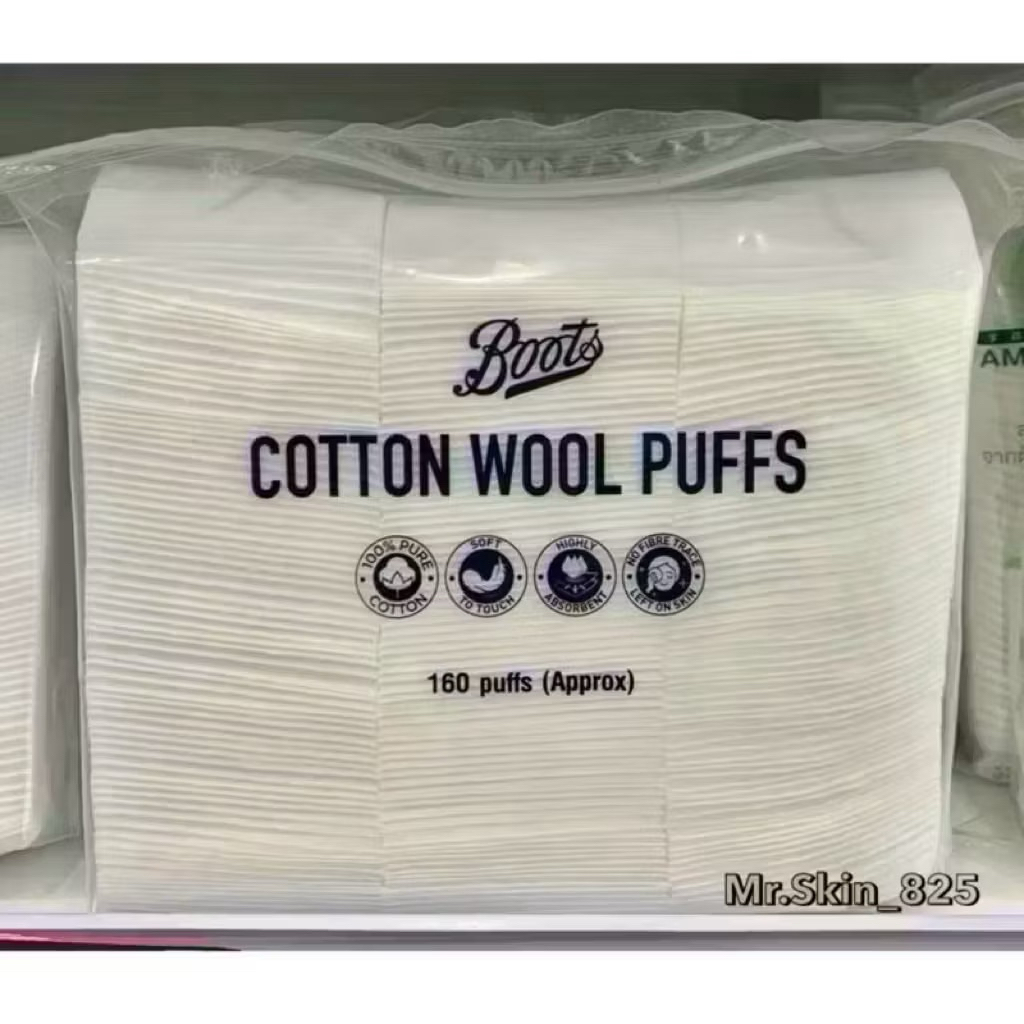 พร้อมส่ง🎊สำลีเช็ดเครื่องสำอาง Boots cotton wool puffs สำลีแผ่นรีดขอบ 160 แผ่น
