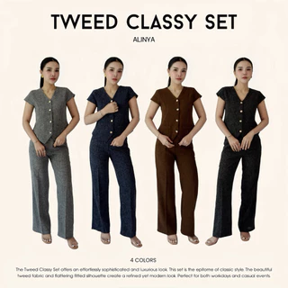 S004 | Tweed classy set ( เสื้อ + กางเกงขายาว )