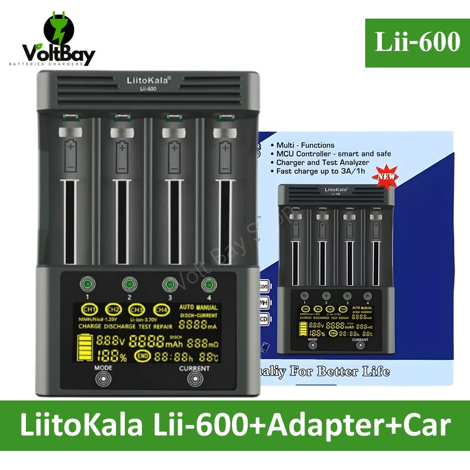 LiitoKala เครื่องชาร์จ Lii-600 รองรับ Li-ion 3.7V NiMH 1.2V