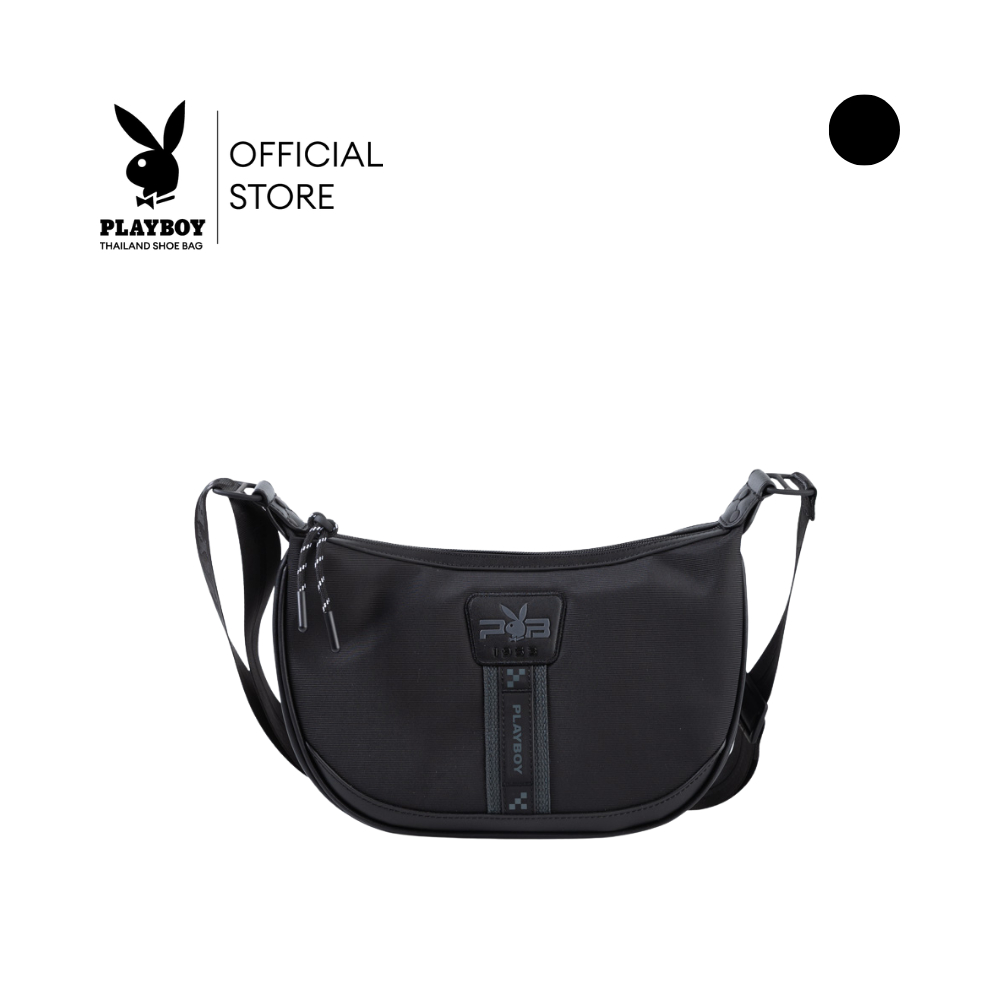 PLAYBOY รุ่นNitro Half-Moon Crossbody รหัสST-B262PBM348-BK ดีไซน์ทรงครึ่งวงกลม สกรีนโลโก้ สีGraphite