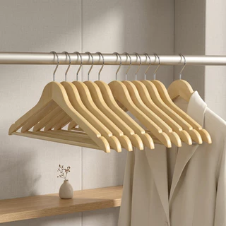 AD159_Shop ไม้แขวนเสื้อ/ไม้ยูคาลิปตัส มีก้าน ขนาด 45 CM ทำจากวัสดุคุณภาพสูง/สวยงามทนทาน ชุด12/24ชิ้น