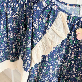 NITAAN 🌱ALMOND SET เซ็ตอัลมอลด์ ผ้าคอตตอนลายสวย ต่อลูกไม้สีสวยมากๆ เสื้อยาวปิดสะโพกซิปหลัง กางเกงไม่สั้น