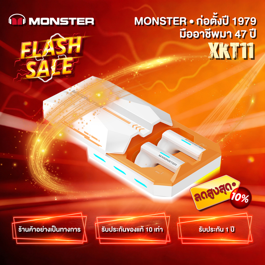 Monster หูฟัง XKT11 BT5.3 ไร้สาย TWS ไมค์คู่ ตัดเสียงรบกวน รองรับ Android IOS