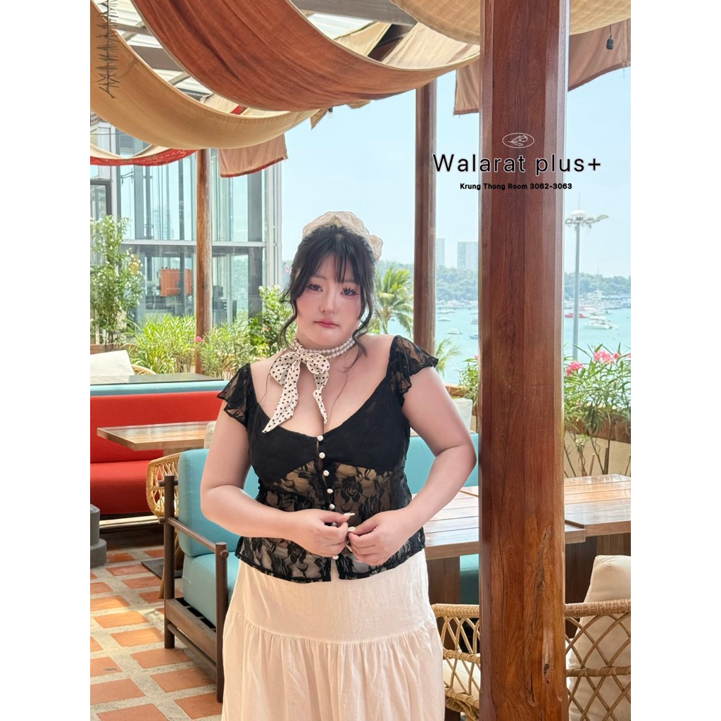 walarat plus เสื้อลูกไม้ละมุน สวยหวาน ละมุมใส่แล้วไม่คัน มีซัปใน ระบายความร้อน ดีเทลกระดุมมุกงานลูกไ