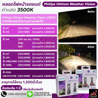 Philips Ultinon Weather Vision ค่าแสง 3500K U2510 (สินค้าของ…