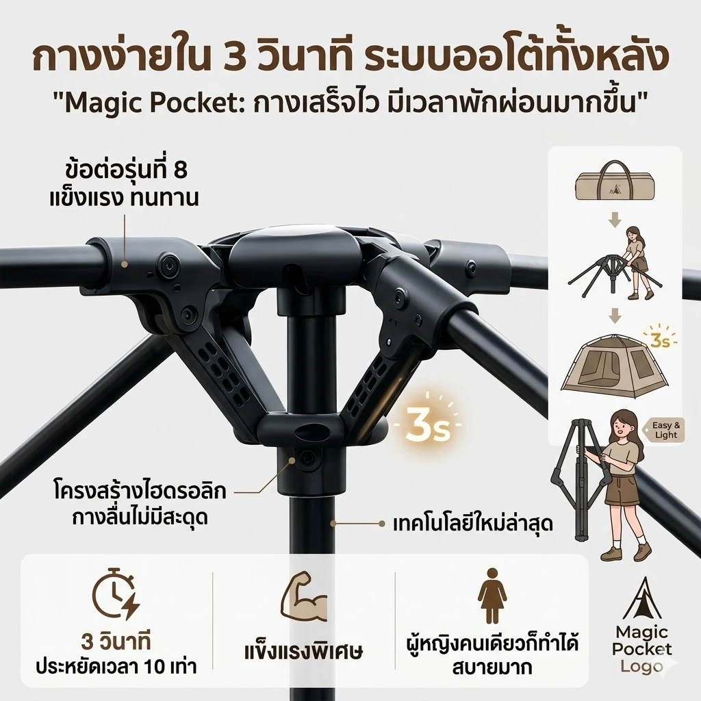 Magic Pocket เต็นท์กางออโต้ 2 ห้องนอน 1 ห้องนั่งเล่น thumbnail 4