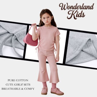 ชุดเซ็ตเสื้อ+กางเกง ผ้าฝ้าย สีเรียบ สไตล์เกาหลี ชุดเดรส ชุดเ…