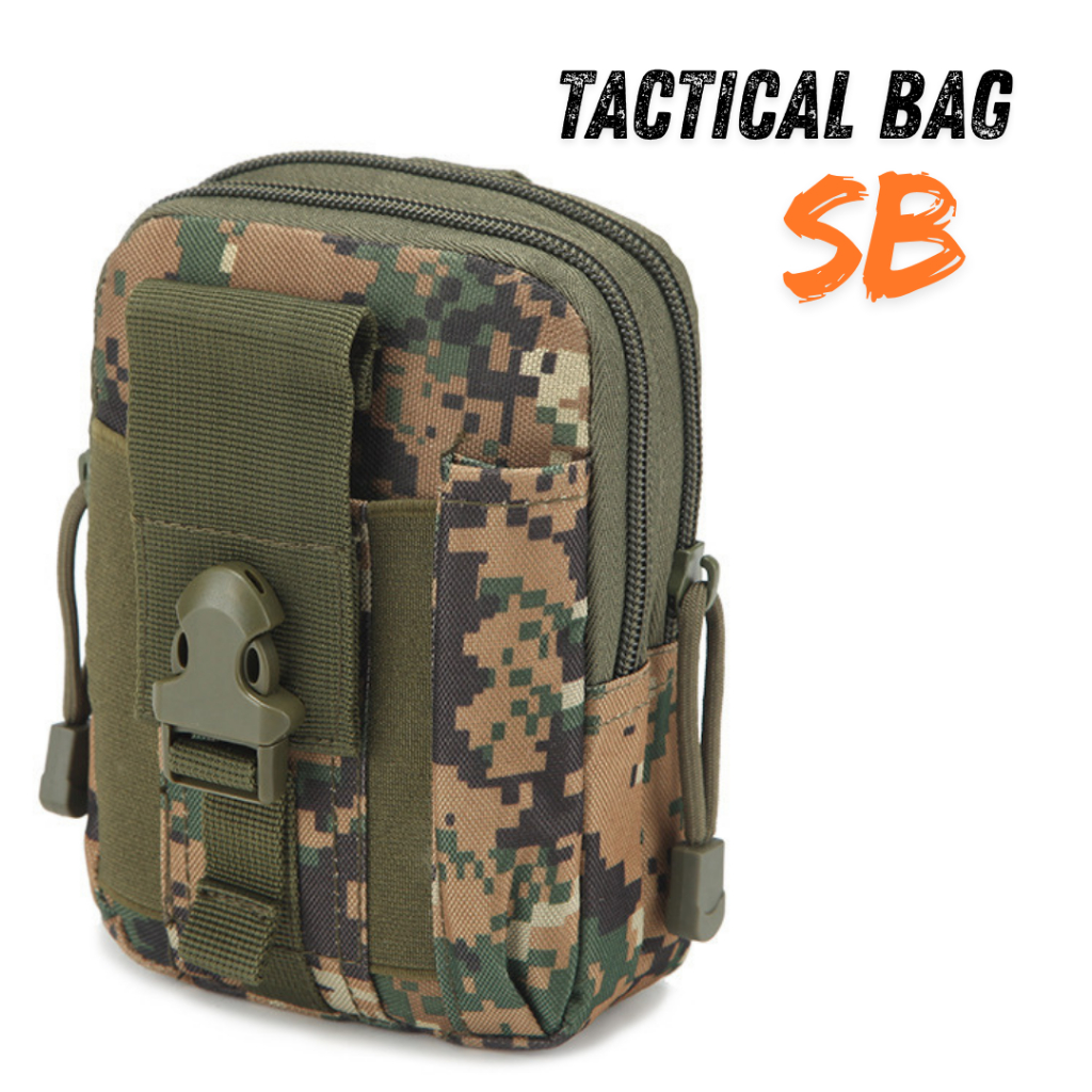 SB กระเป๋าร้อยเข็มขัด สีเขียว ผ้าไนล่อน กระเป๋าใส่โทรศัพท์ สไตล์แทคติคอล ทหาร แคมป์ปิ้ง เดินป่า