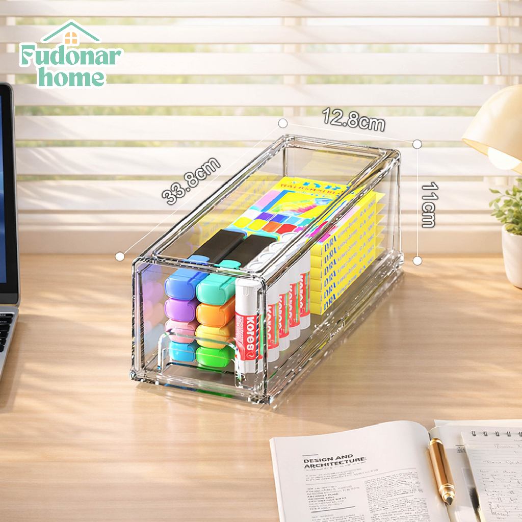 Fudonar กล่องเก็บของอะคริลิคใส ลิ้นชักอะคริลิค กล่องเก็บของโปร่งใส วางซ้อนได้ สินค้าพร้อมส่ง รูปที่ 2