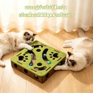 ของเล่นแมว ของเล่นปริศนาแมว กล่องปริศนาแมว สักหลาด โพสต์ลับเล็บแมว ทนทาน รางแมว ของเล่นล่าสัตว์ในร่ม ของเล่นแมวไล่จับหนู